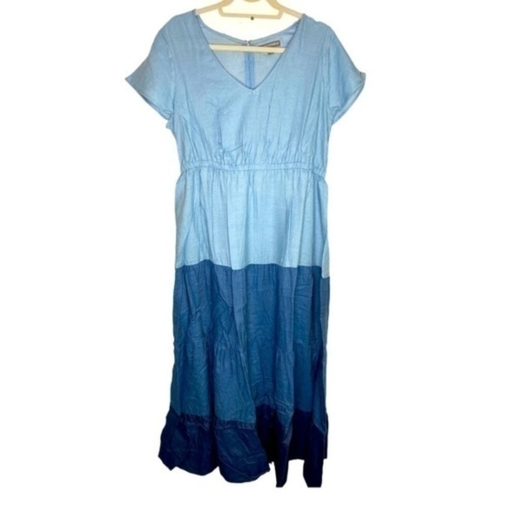 Jessica London Colorblock Denim Maxi Dress Size 14